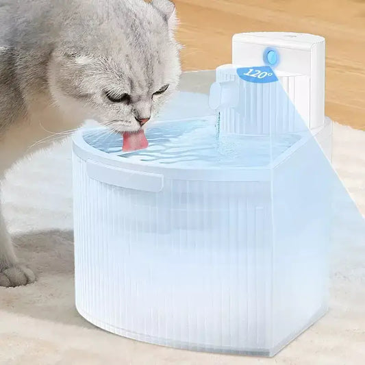 Chat s’abreuvant à la fontaine d’eau fraîche pour animaux, assurant deau fraîche et hydratation